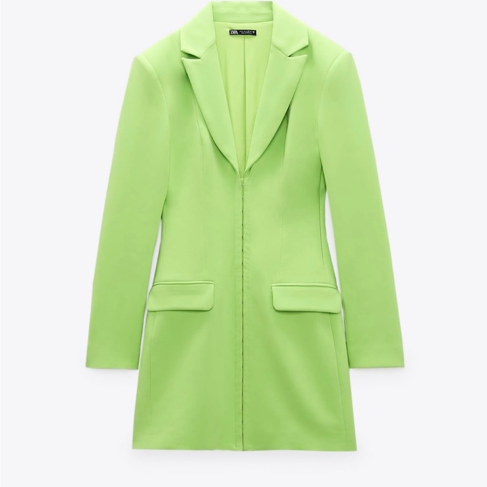 ZARA FITTED BLAZER DRESS - LIME GREEN